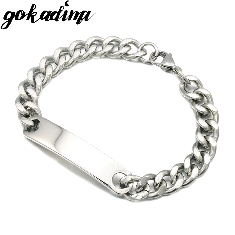 Stainless Steel ID Bracelet for Women Men 2025 Jewellery Fashion Chain Cuff,4 Colors, Wholesale Items,Wb001