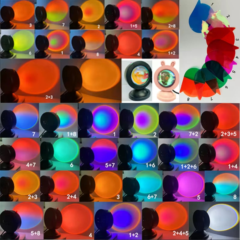 Mini Sunset Light Net Red Sunset Light Floor-To-Ceiling Photo Projection Dusk Warm Light Dawn Dawn Light USB Night Light