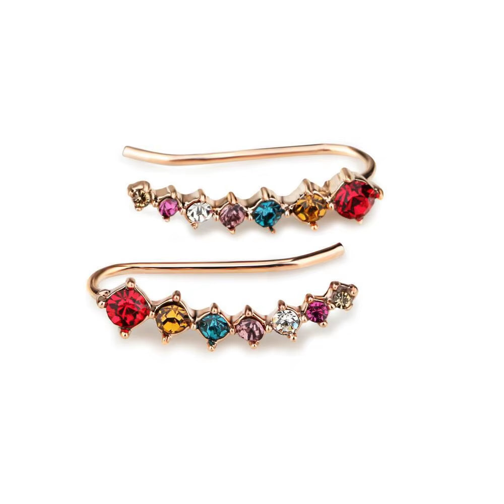 Rose ( Russian ) Gold Color Zircon Hook Earrings for Women Fashion Jewelry Good Quality