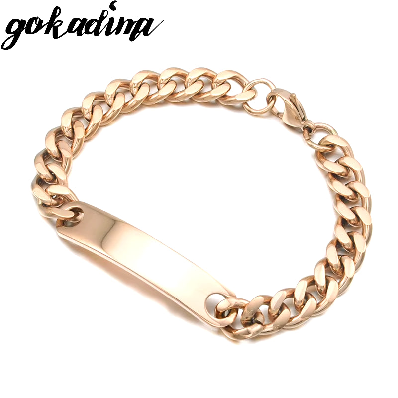 Stainless Steel ID Bracelet for Women Men 2025 Jewellery Fashion Chain Cuff,4 Colors, Wholesale Items,Wb001