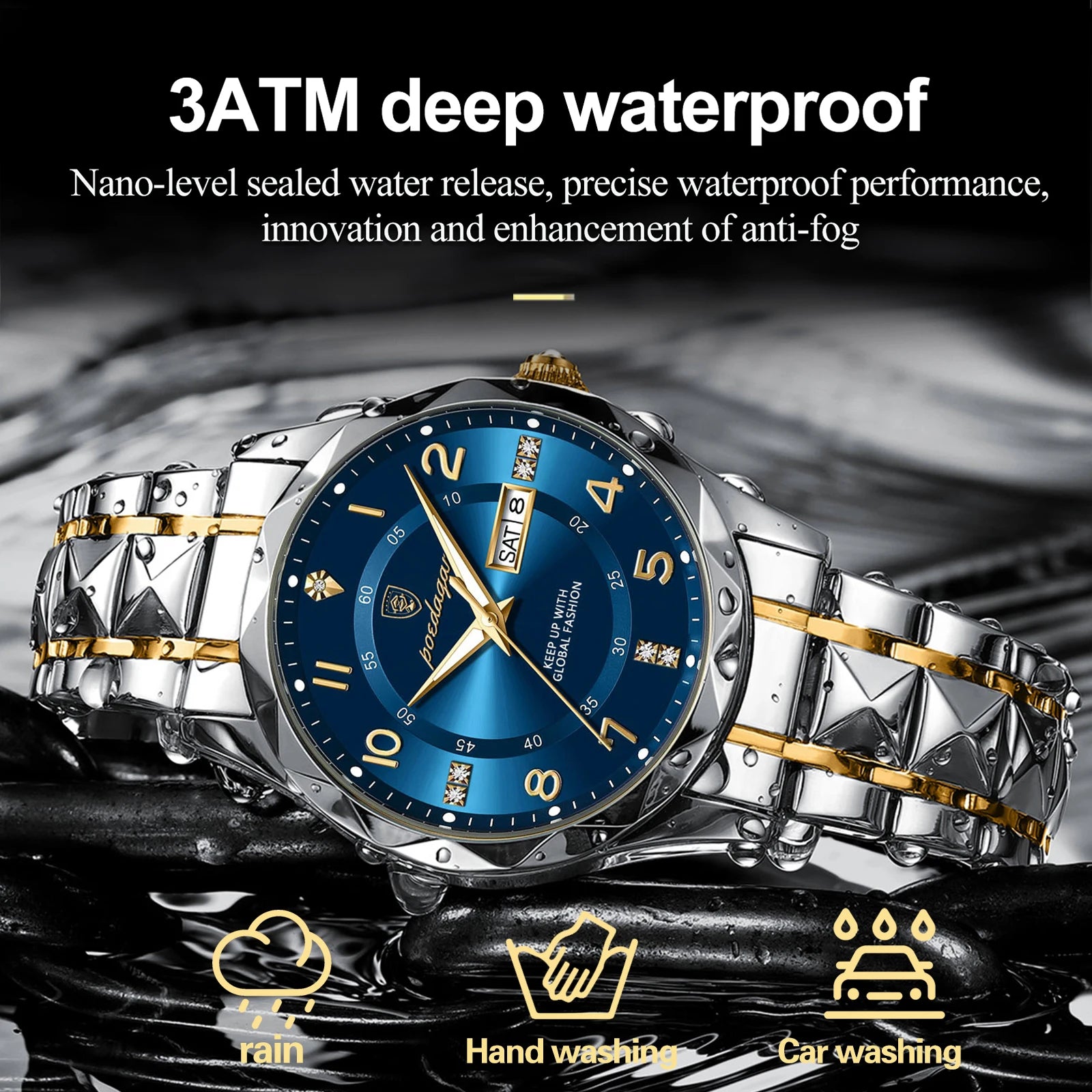 Luxury Men Quartz Watch Waterproof Date Week Luminous Wristwatch Stainless Steel Men'S Watches Male Clock Sports Reloj