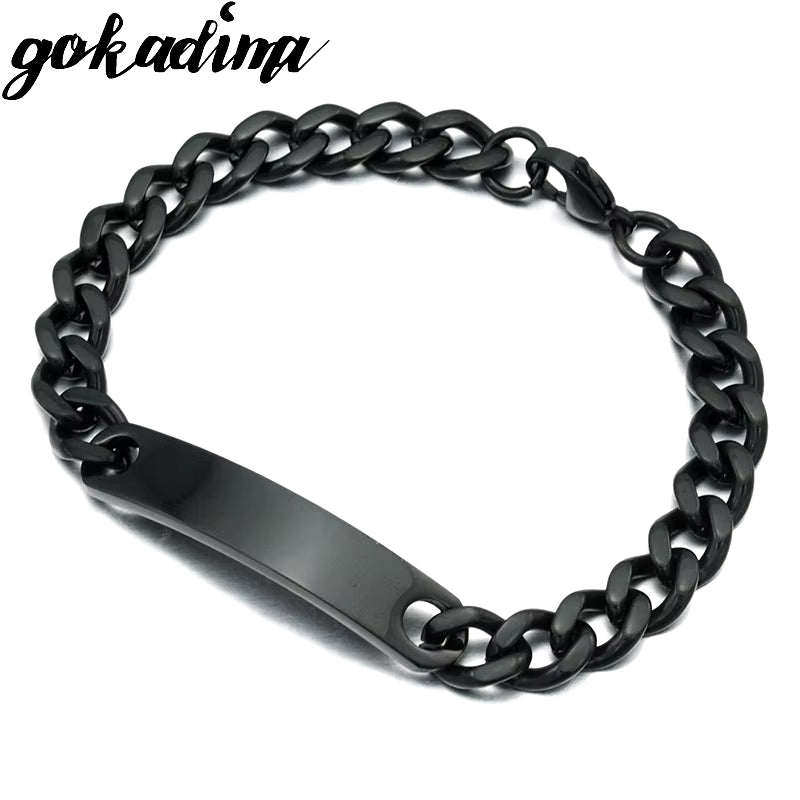 Stainless Steel ID Bracelet for Women Men 2025 Jewellery Fashion Chain Cuff,4 Colors, Wholesale Items,Wb001