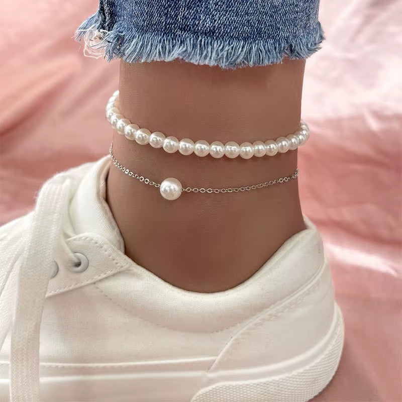 Female Heart Anklets Bracelet Sandals Foot Jewelry Leg New Anklets on Foot Bracelets for Women Leg Chain Jewelry Accessories
