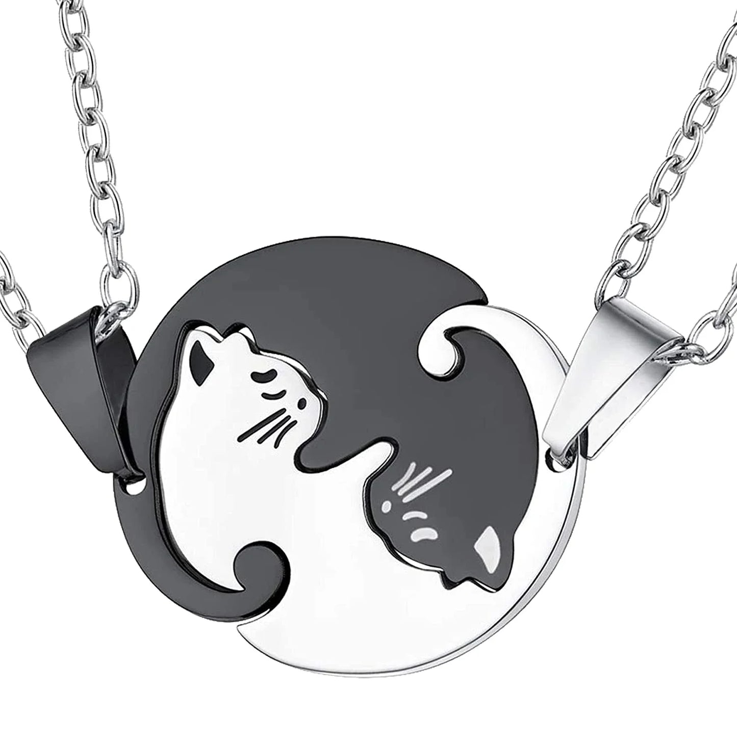 Cat Pendant Stainless Steel Couple Necklaces