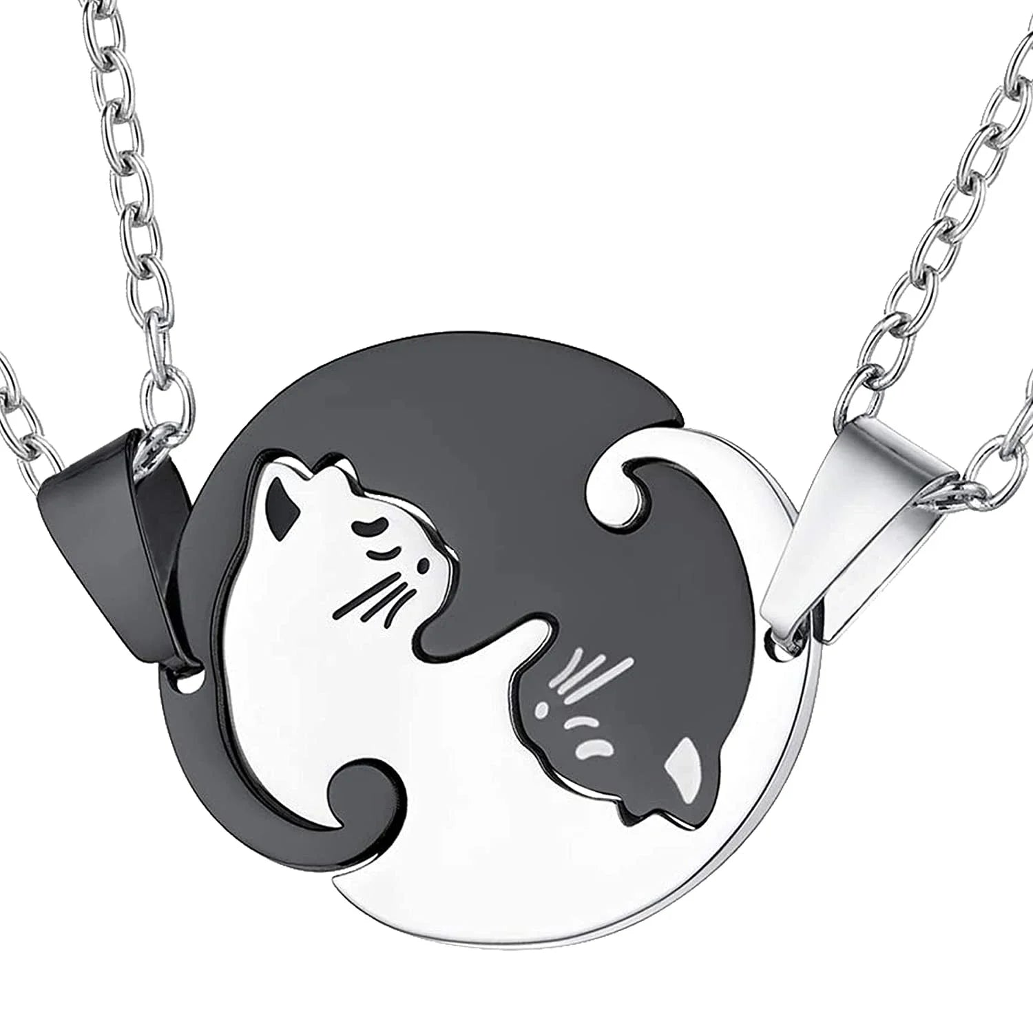 Cat Pendant Stainless Steel Couple Necklaces