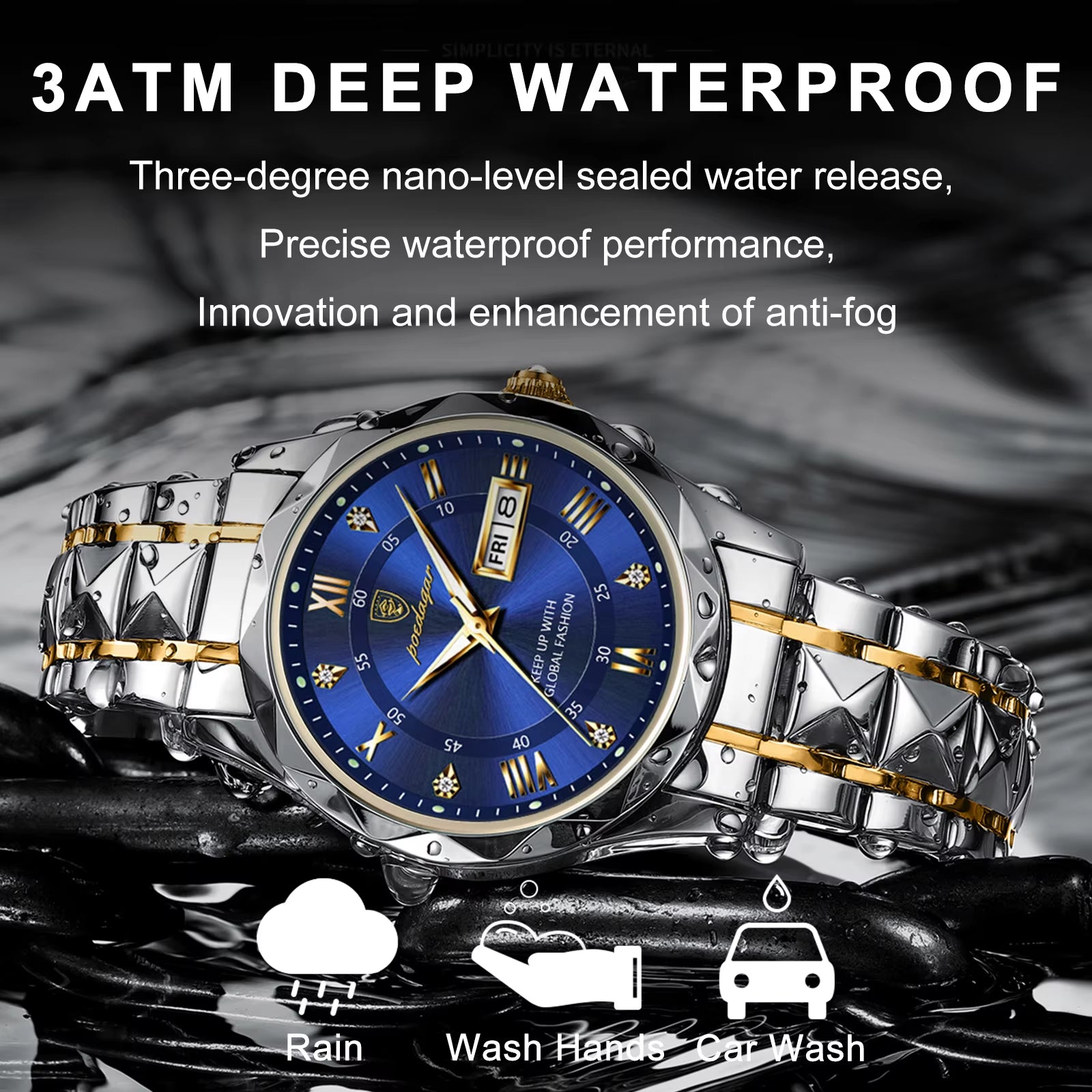 Top Brand Luxury Man Wristwatch Waterproof Luminous Date Week Men Watches Stainless Steel Quartz Men'S Watch Male Reloj
