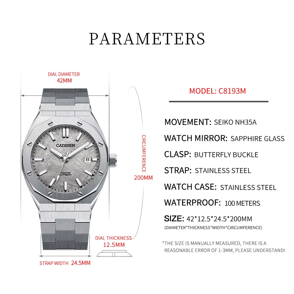 Automatic Mens Watches Fashion Top Brand Stainless Steel Japan NH35A Watch Men Mechanical Wristwatch Relogio Masculino