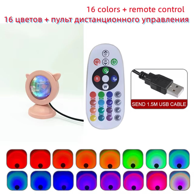 Mini Sunset Light Net Red Sunset Light Floor-To-Ceiling Photo Projection Dusk Warm Light Dawn Dawn Light USB Night Light
