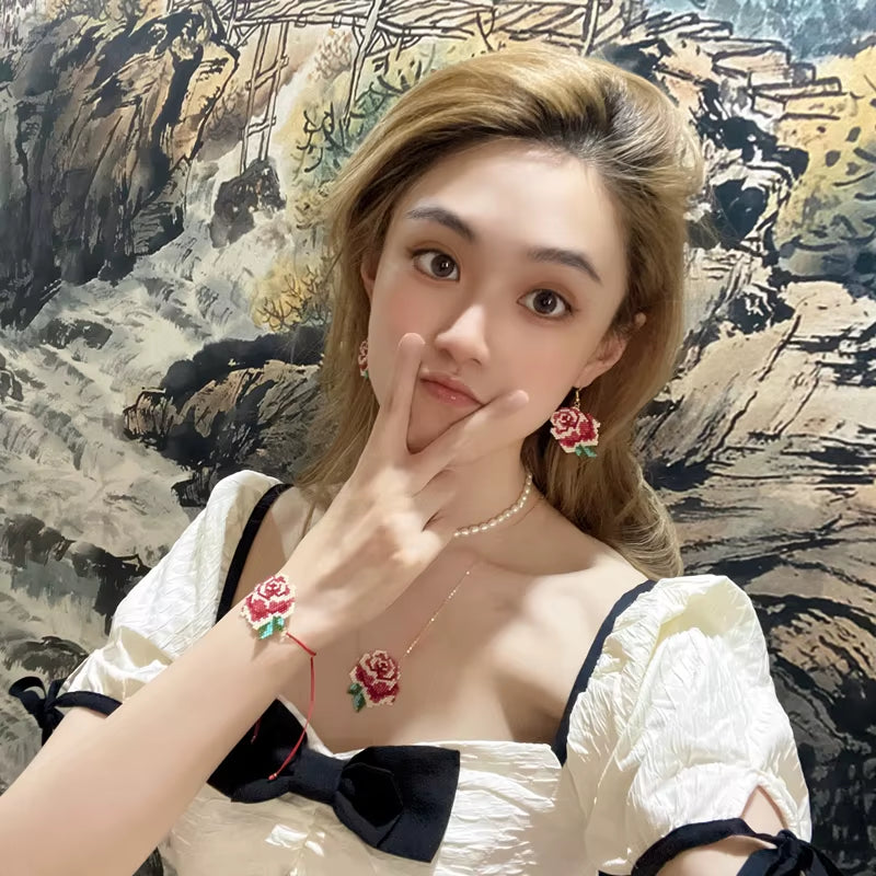 Ethnic Flower Earring for Lady Rose Jewellery Miyuki Bead Free Shipping Jewelry Handmade Earrings Friendship Wholesale