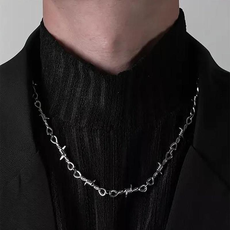 Street Style Chain Necklace for Men, 2024 Punk Style Chunky Chain Necklace, Fashion Vintage Jewelry for Party & Daily Decor, Trendy All-Match & Exquisite Jewelry for Gift Fall, Mall Goth
