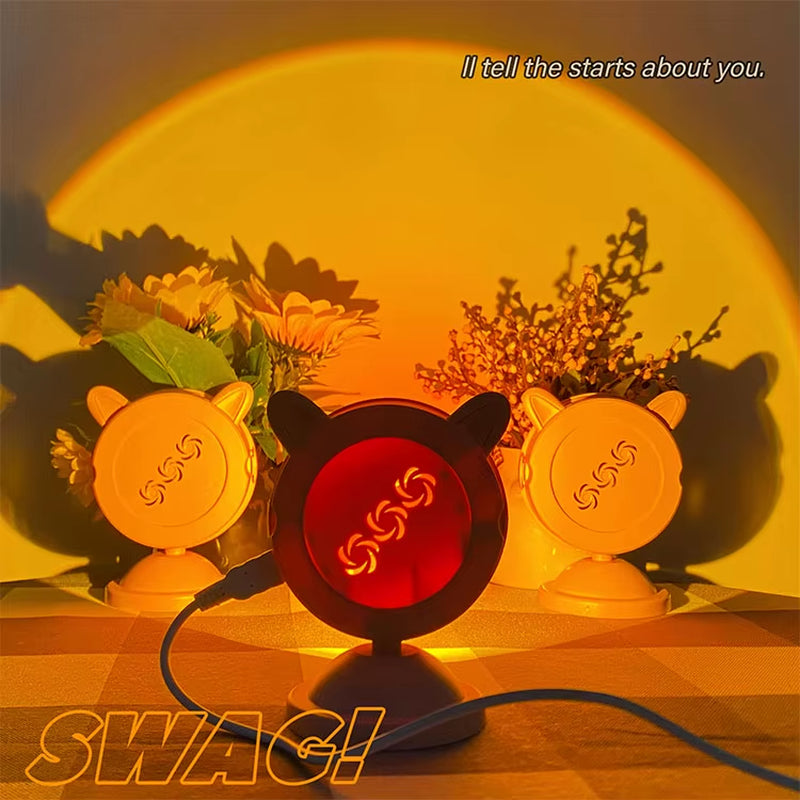 Mini Sunset Light Net Red Sunset Light Floor-To-Ceiling Photo Projection Dusk Warm Light Dawn Dawn Light USB Night Light